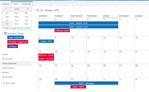 microsoft teams list calendar.